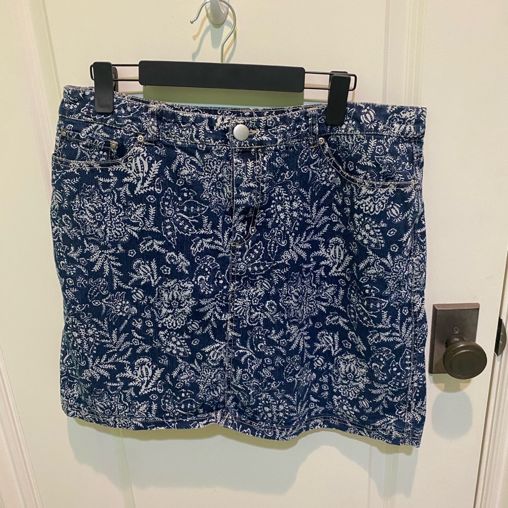 Christopher & Banks Blue Floral Mini Skirt